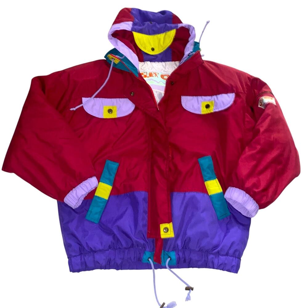 Vintage Super Comp by Elho 80s Insulated Ski Puffer Jacket Retro Freestyle Neon